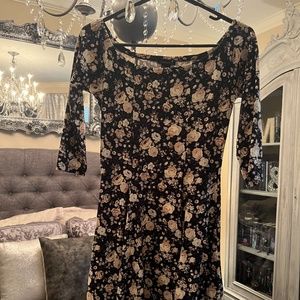 Boat neck Floral Mini dress